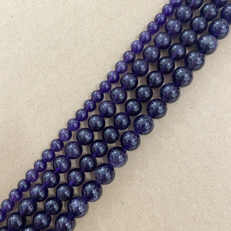 AAAA Quality Natural Stone Purple Amethyst Crystals Round Loose Beads 15\