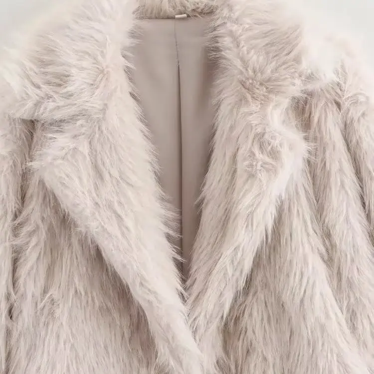 

JNLEAOG, осеннее новое модное универсальное пальто с эффектом искусственного меха, женское пальто-стойка из полиэстера, длинное све средней длины