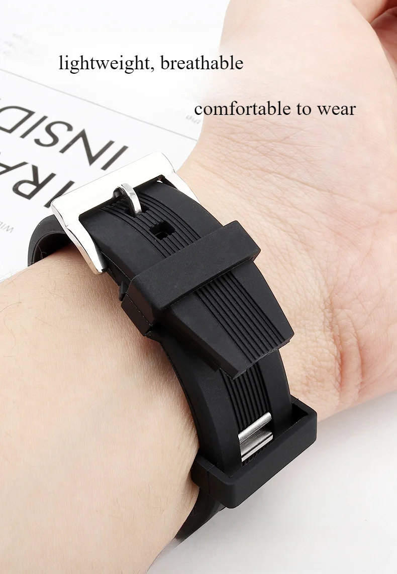 أشرطة سيليكون مطاطية لسلسلة Bvlgaryi ، حزام واجهة محدب للذكور والأنثى ، 26 × 9 ، أسود ، جودة عالية