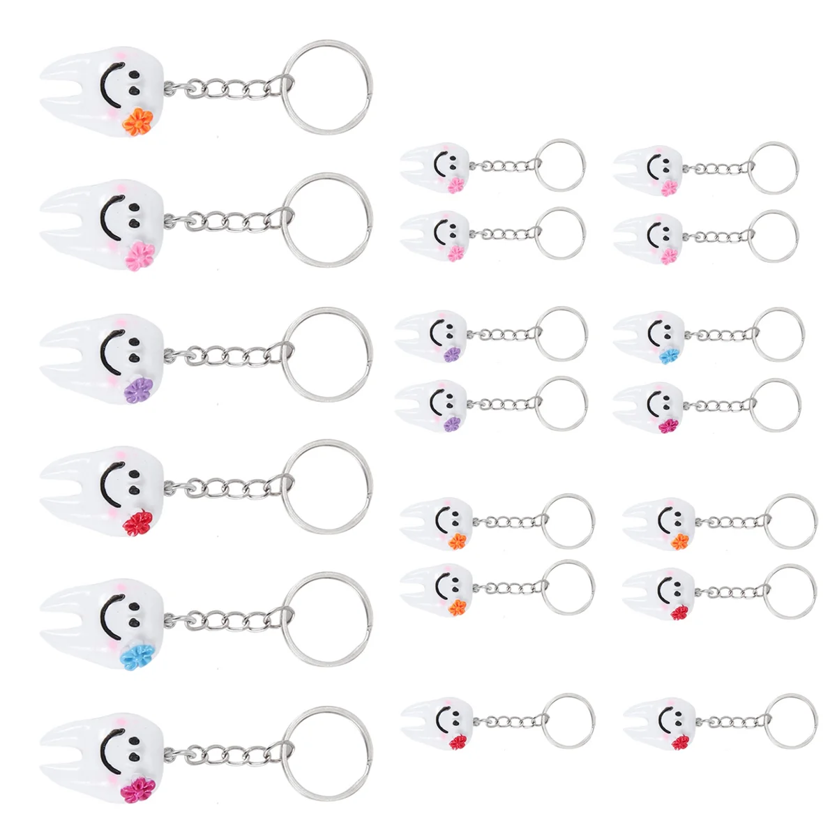 키체인 열쇠 고리, 매달림 치아 모양, 귀여운 치과 선물, 20 개