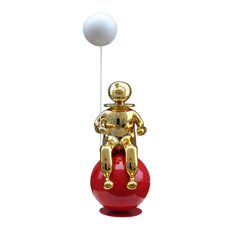 

Modern simple and beautiful decoration, balloon man floor ornament, light luxury FRP electroplating sculpture
