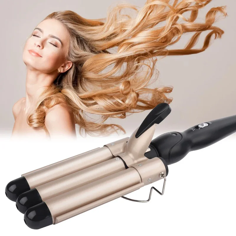 

Portable Curling iron Temperature adjustable Perm splint Ceramic three bucket Curling iron Wave hair styling tool