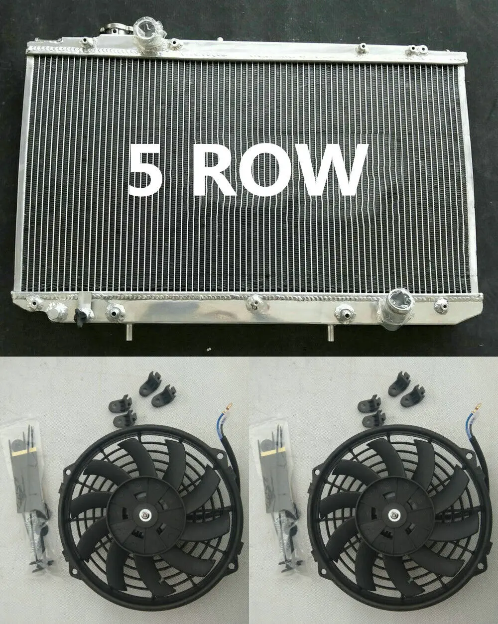 5 Row Radiator + Fans For Toyota Aristo S160 JZS161 2JZGTE Lexus GS GS300 GS400