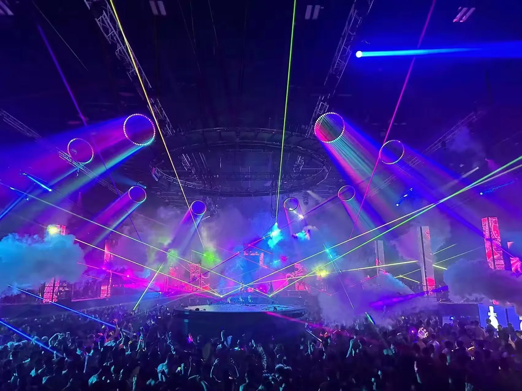 DMX  Lifting  Winch Stage  LED Lifting Beam LED Circle Ring Light for Night Club