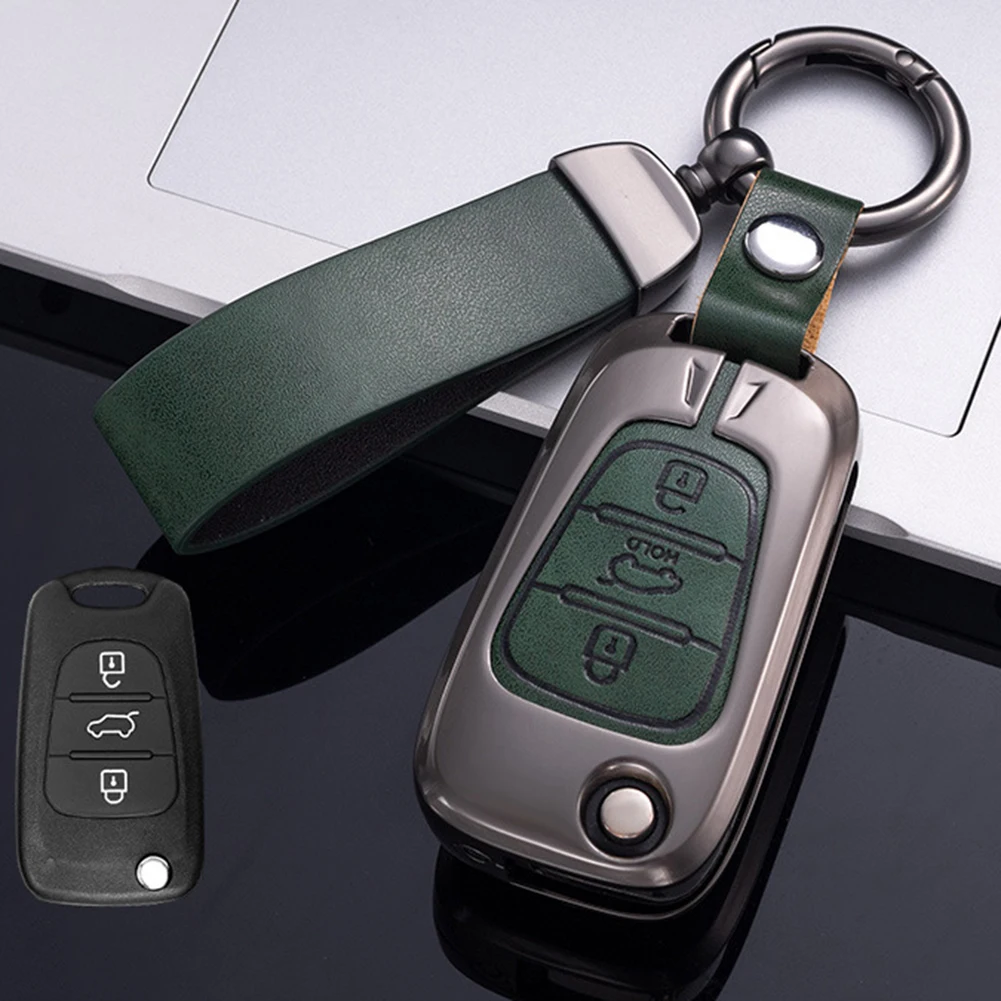 1 st Sleutel Case Cover Met Sleutelhanger Kunstleer Afstandsbediening Flip Autosleutelzakje Case Cover Voor Hyundai Voor Elantra Voor Kia Auto Accessoires