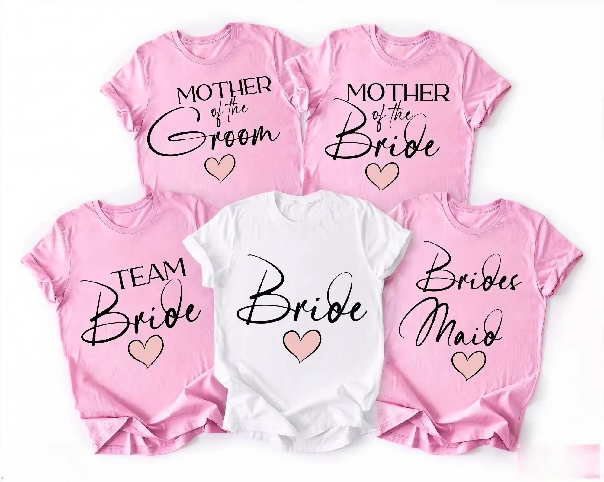 Fashion Bride Team Tee Short Sleeve Crew Neck Bachelorette Party Match Maid of Honor Squad Y2K Women's Bridal Party Tee