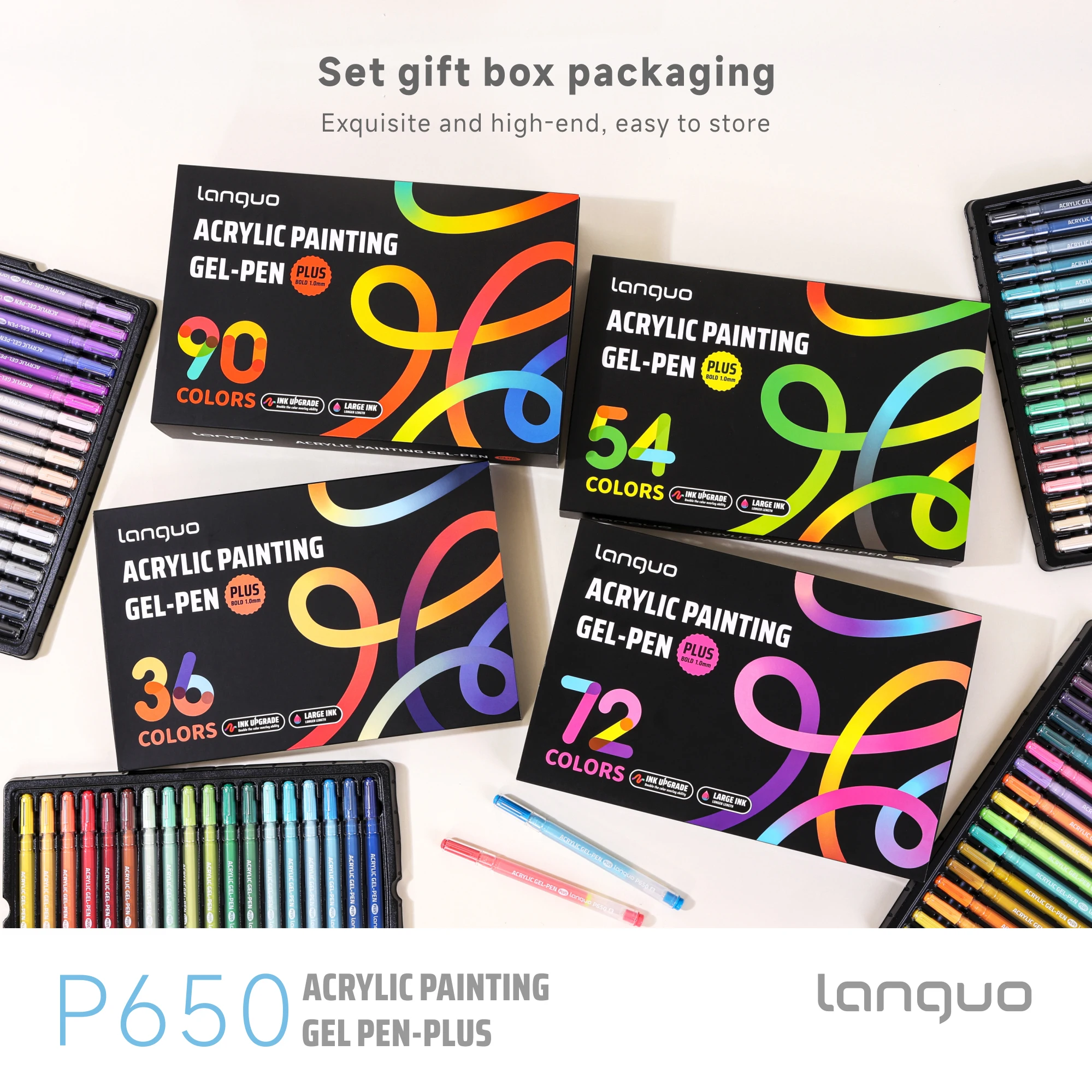 

Languo 90/72/54/36 Colors Acrylic Painting Gel Pen Set Multi-Color Student Handbook Pen Drawing Coloring Doodling Marker Pens
