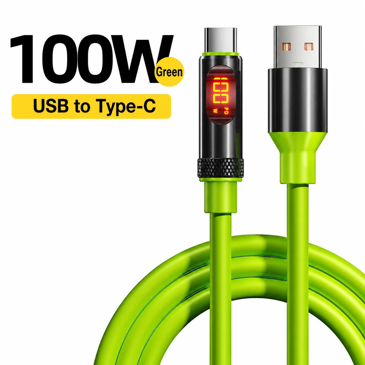 LED-Display USB-C Schnellladekabel 100W 240W, USB-A auf Typ-C und USB-C auf USB-C Datensynchronisationskabel für Handys Laptops Tablets