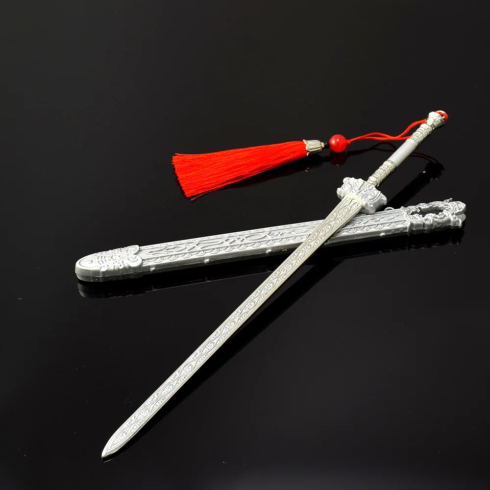 30 cm/11.81 Chinese Stijl Perifere Cool Wapen Zwaard Model Anime Beeldje met Schede Volledig Metalen Handwerk Ornament jongen Gift