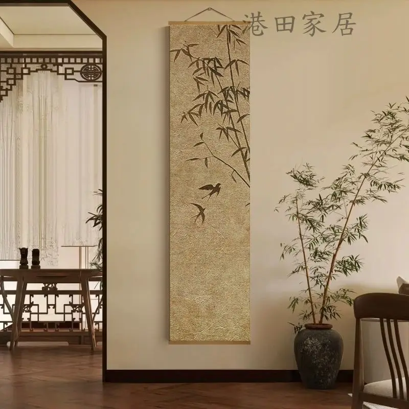 Tapisserie verticale japonaise en bambou Zen, transparente, élégante, brise, défilement, Art mural pour salon de thé, salon, étude, maison, toile de décoration murale