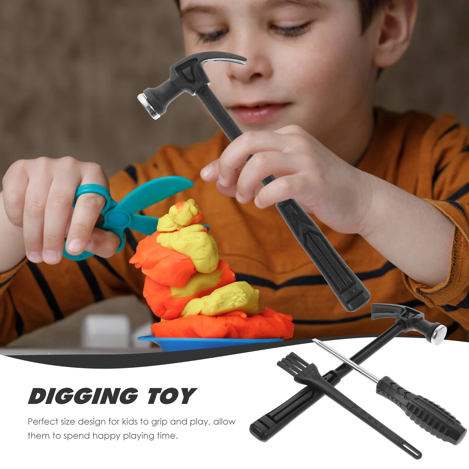 2 Sets Rock Digging Hammer Kids Tools Archaeological Excavation Plastic Toy Gemstone Kit