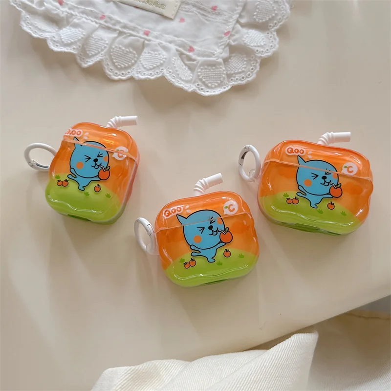 Cute Water Drop Orange Juice Earphone Case For Apple Airpods Pro 3 4 2 Cover Silicone Headphone Case For Airpod 4 Headset Funda - view 6