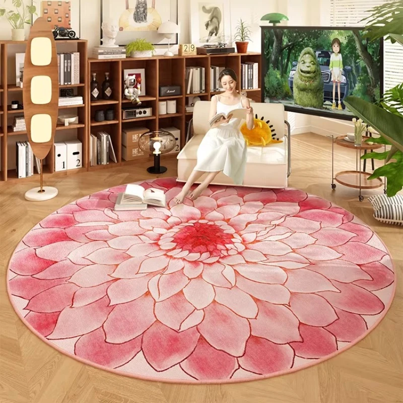 

Pink garden round living room carpet leave-in erasable coffee table cloakroom floor mat princess wind bedroom bedside floor mat