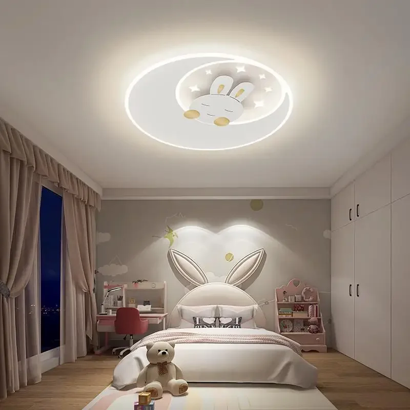 Nordic LED Ceiling Light Kid Room Lamp for Bedroom Cartoon Elephant Rabbit Design Home-appliance Abajur Para Quarto Infantil2023