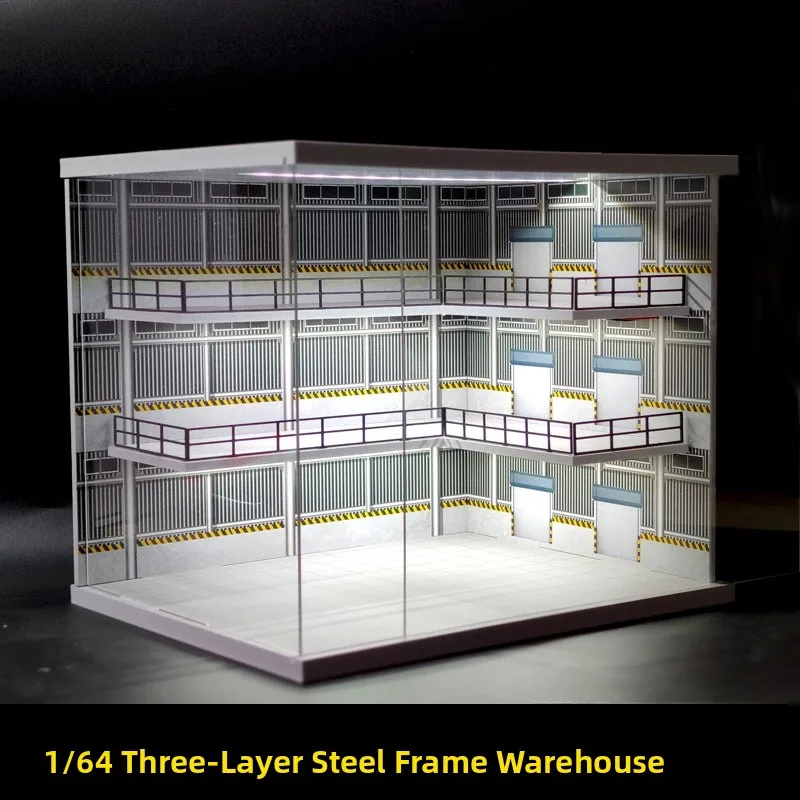 

Multi-Layer Parking Garage Display Case Toy Model Storage Box with Lights Car Plaything owcase Collectible Alloy Vehicle