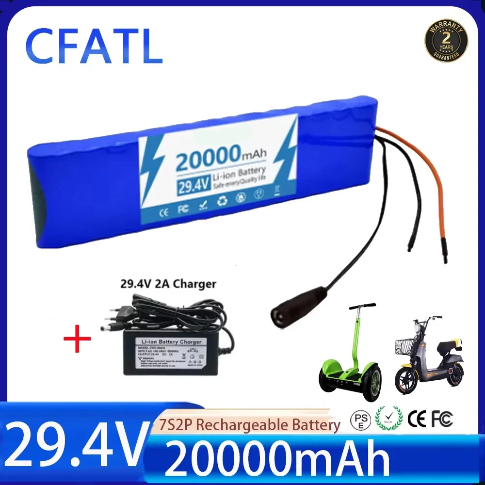 

20000mAh 18650 7S2P Li-ion rechargeable battery pack 25.2V suitable for battery replacement of 29.4V electric scooters‍♂️