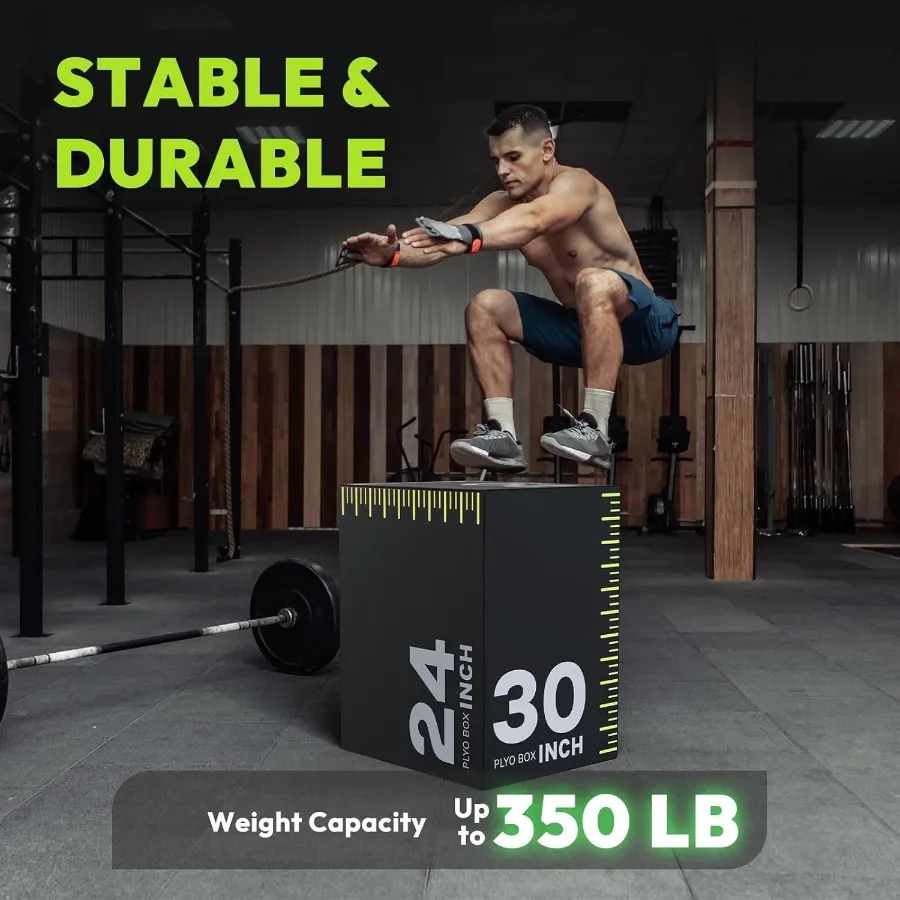 يتميز صندوق Plyo 3in1 للتدريبات في صالة الألعاب الرياضية المنزلية بنواة إسفنجية متينة عالية الكثافة وسطح غير قابل للانزلاق مثالي لقفز الصندوق والقرفصاء وF