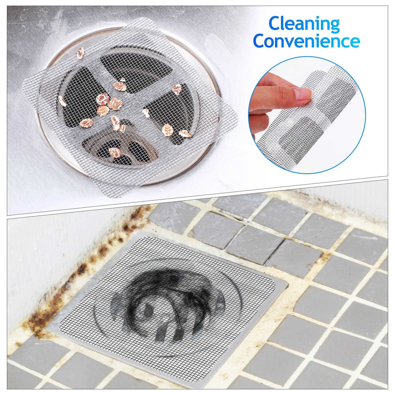 40Pcs Floor Drain Filter Mesh Screening Adhesive Hair Catcher Disposable Shower Drain Covers Prevent Blockage Mesh Hair Catcher