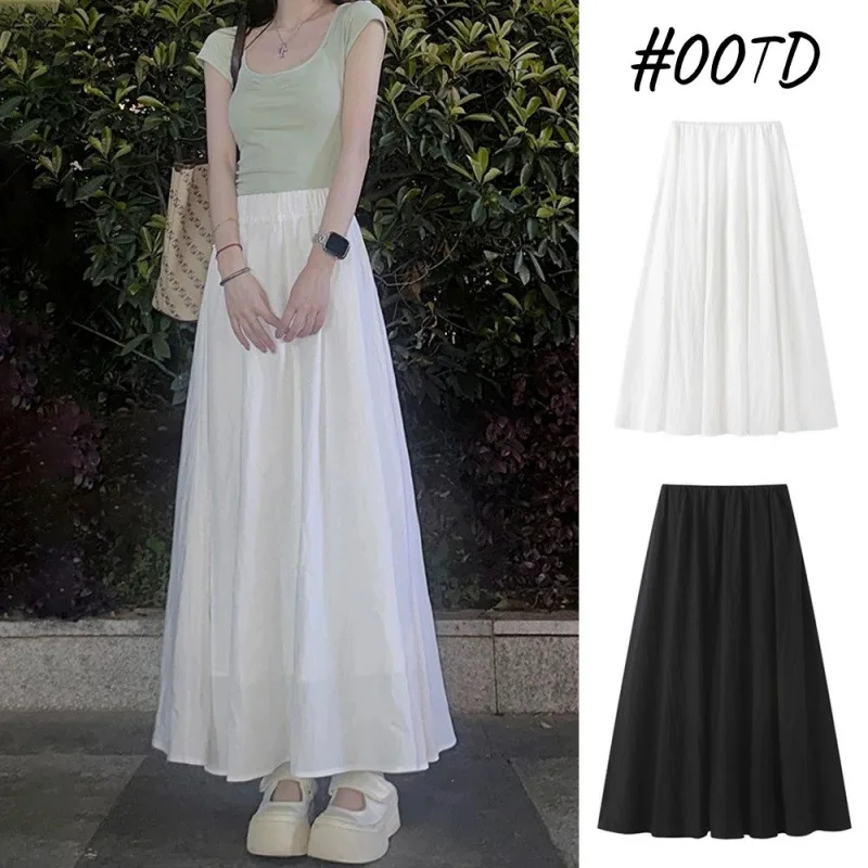 تنورة Zeyla بيضاء ناعمة على شكل حرف a لصيف 2025 بخصر أنيق متوهج بقصة ضيقة تنورة شيفون عالية الخصر من Zeyla