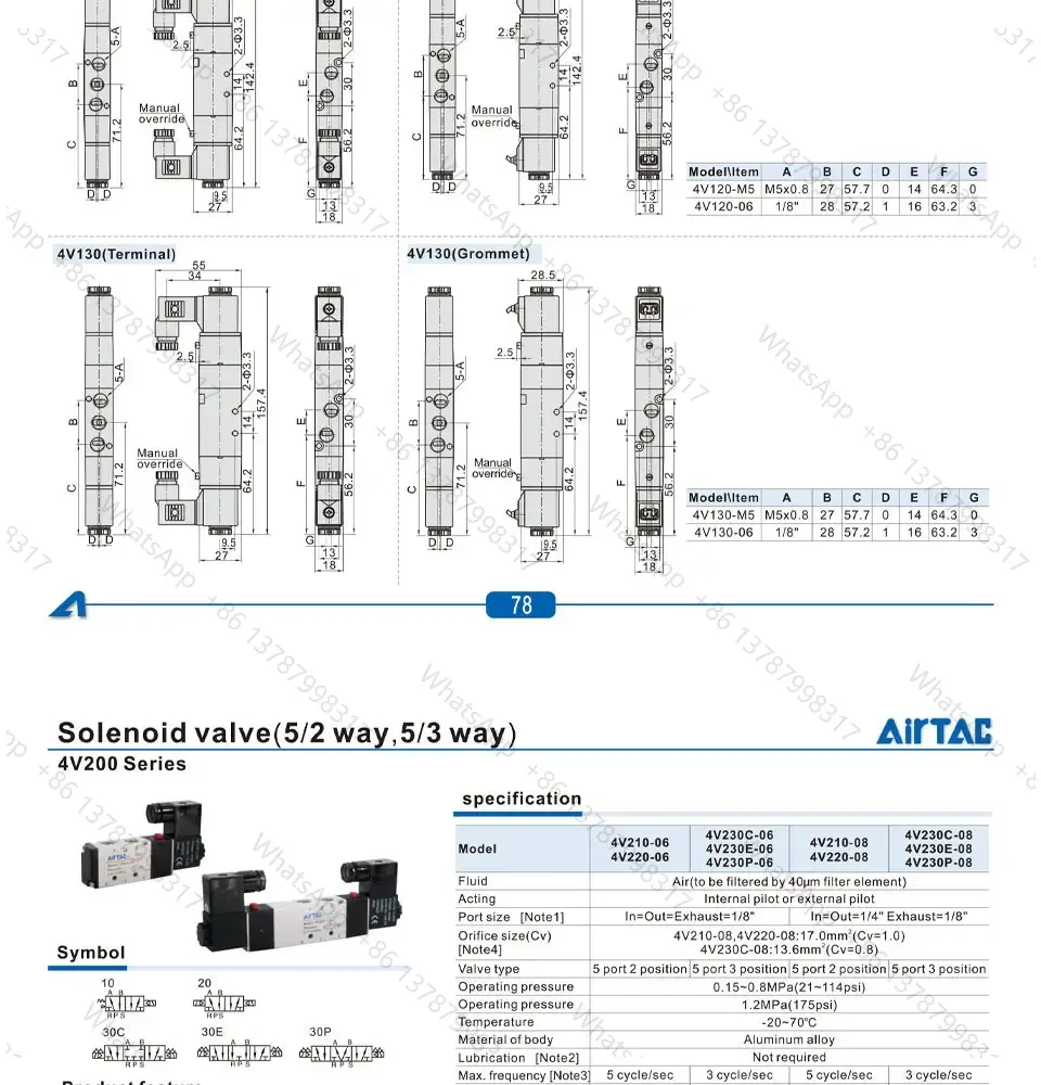 Elettrovalvola 4V110-06 4V210-08 4V310-10 4V410-15 Pneumatic Electric Solenoid Valve Direction Control Solenoid Valve 12V 24V 110V 220V Pneumatica — dettaglio 3
