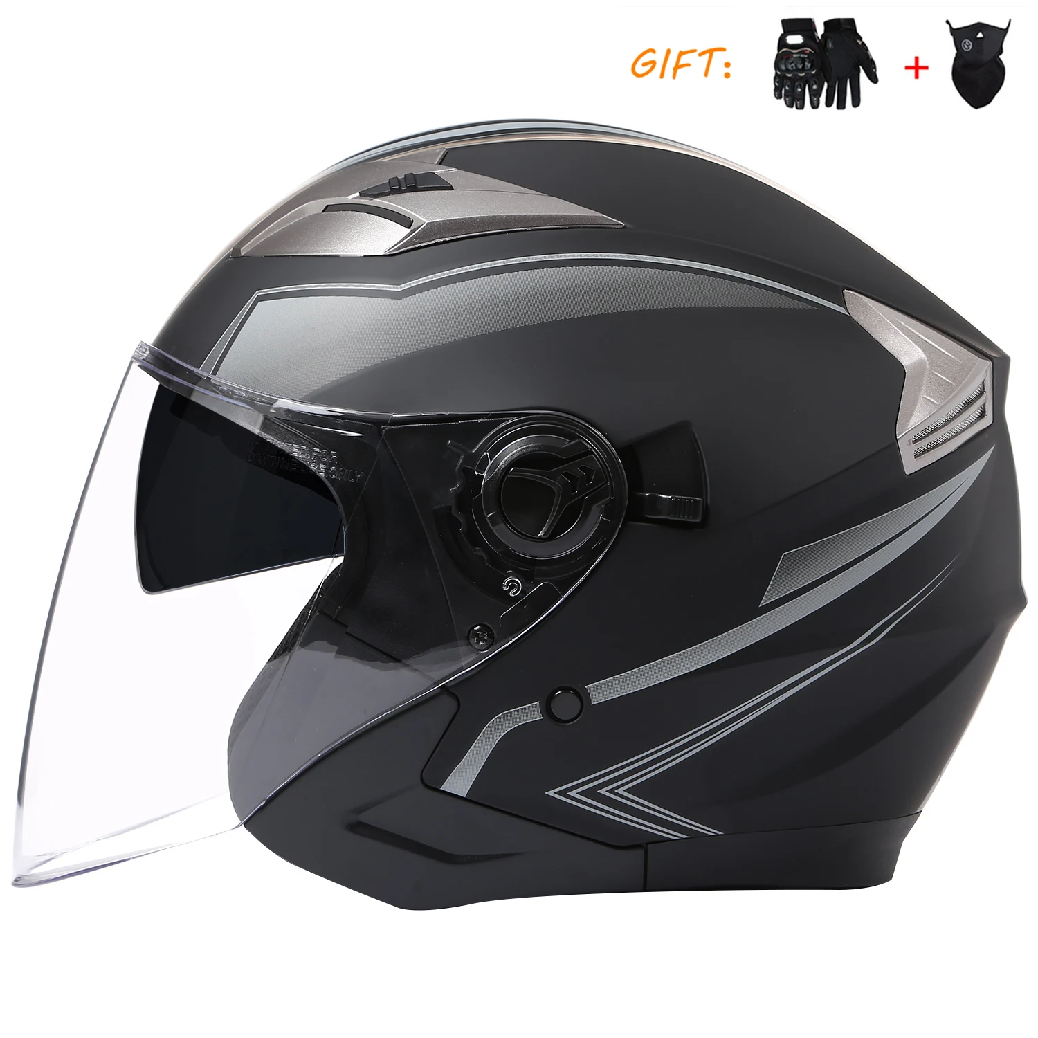 

New DOT ECE Half Face Double Lens Motorcycle Helmet Four Seasons Men Women Riding Helmet Moto Safety Capacete with Glove Mask