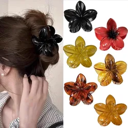 Women Plastic Flower Hair Claw Vintage Brown Large Hair Clip Crab Summer Beach Hair Accessories Girls Princess Hairpin Barrettes