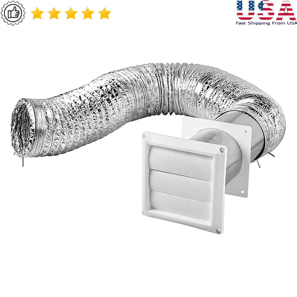 

4 дюйма x 8 футов UL 2158A Комплект вентиляционных отверстий с жалюзи для установки газовой электрической сушильной машины Гибкая фольга Дизайн Полная вентиляция