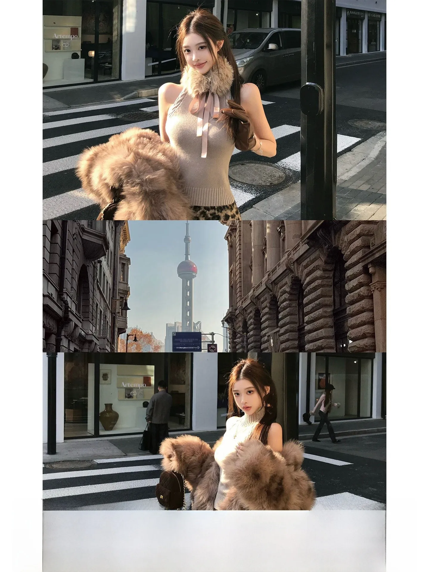 

Женский вязаный жилет Okaaay Milk Tea Sweet Heart с меховым воротником, повседневный, осенне-зимний, модный дизайн