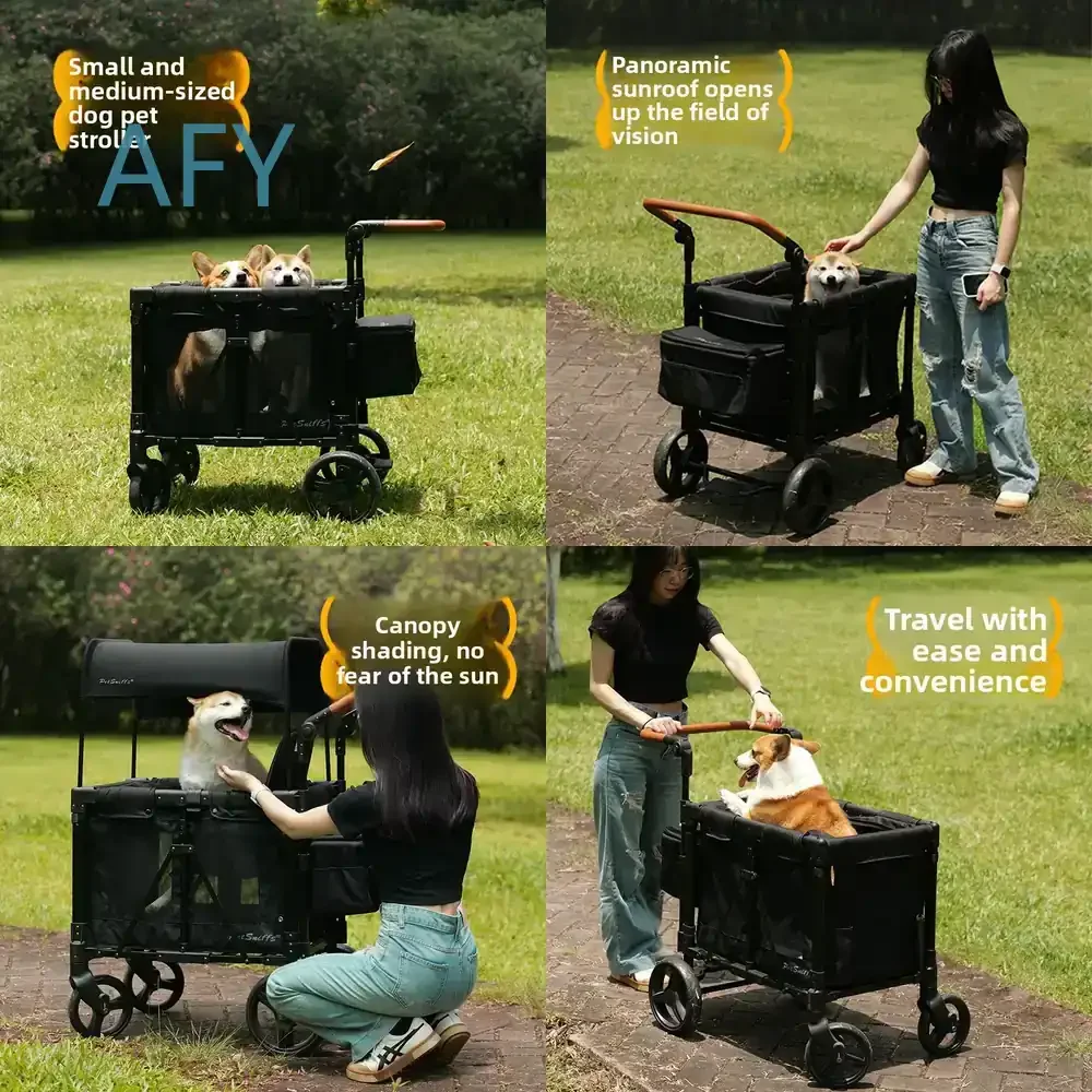 Foldable Pet Stroller for Medium Small Dogs for Camping Travel Lightweight Portable Dog Cart for Dogs Cats Pets Outdoor