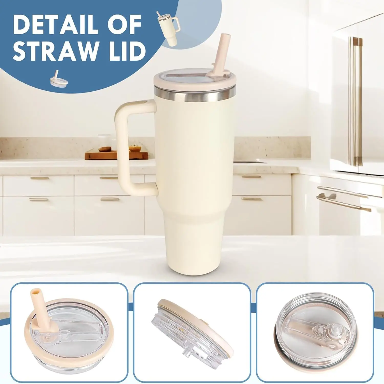 1/2Pcs 40oz Tumbler Flip Straw Lid for Stanley Quencher Spill Proof Splash Resistant Tumbler Lids Reusable Replacement Straw Cap