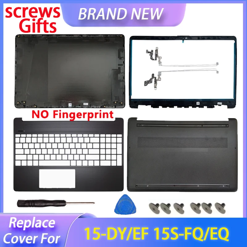 Substituir capa preta para hp 15-ef 15-dy 15t-dy 15s-eq 15s-fq TPN-Q222 lcd capa traseira moldura frontal dobradiças apoio para as mãos capa inferior