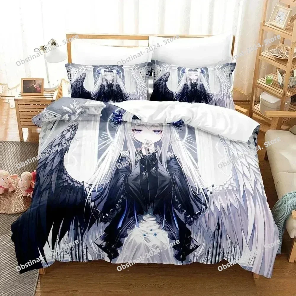Home Living Luxury Angel Girl Bedding Set Printed Bed Set With Pillowcase Duvet Cover Soft Single Double Queen Super King Size