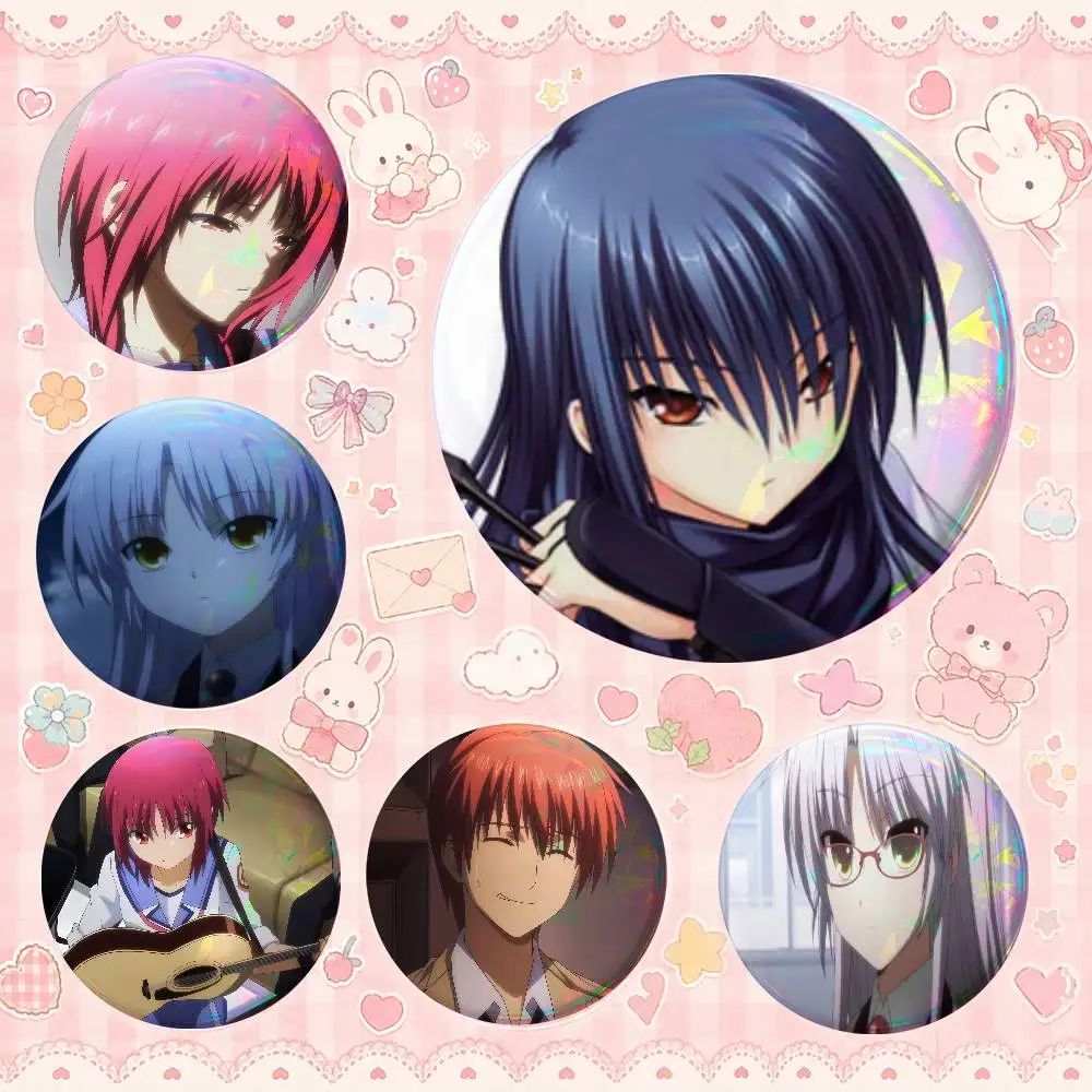 Anime A-Angs-el Beats Cute Cool Round Pin Badge Set For Anime Game Music Cartoon Fans Backpack Denim Jacket Hat Decoration