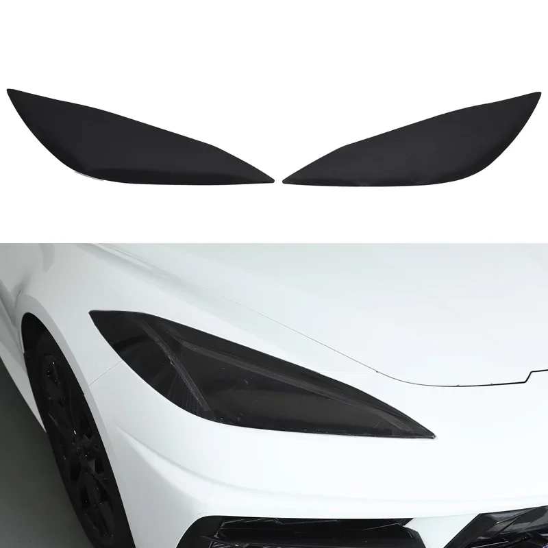 

2Pcs TPU black For Chevrolet Corvette C8 2020+ car headlight film decorative sticker car protection modification accessories