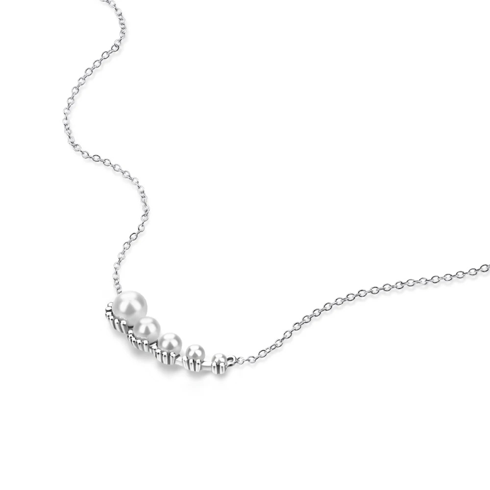 

Women's White Pearl Pendant Necklace 925 Sterling Silver Classic Jewelry for Wedding Party Gift