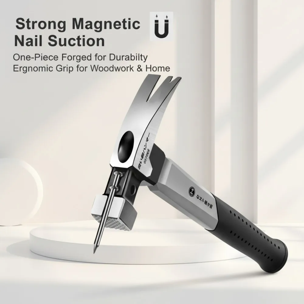 

Claw Hammer with Long Handle, Double Nail, Carbon Steel, Durable Non-Slip Industrial Grade Hand Tool for Home