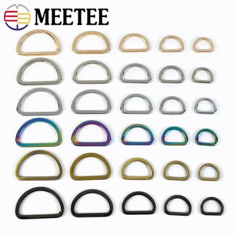 10/20pcs Meetee 16/20/25/32/38mm Metal O D Ring Buckles Flat Bag Purse Strap Dog Collar Adjustable Buckle DIY Garment Supplies