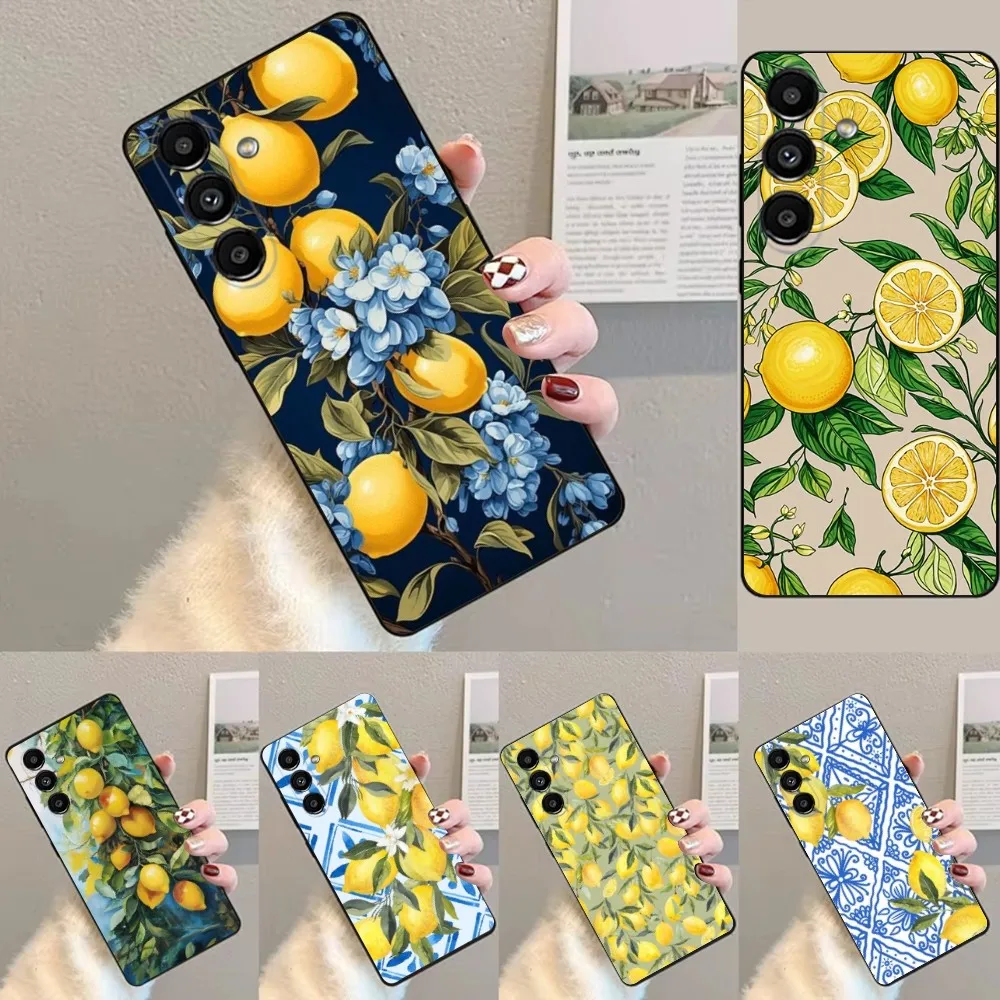 Fruit lemon Painting  Phone Case For Samsung S24,23,22,30,21,10,9,Ultra,Plus,Lite,FE,Soft Silicone Black Cover