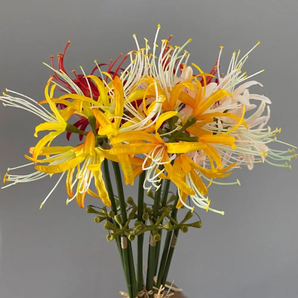 60cm Artificial Higanbana Flower Branch Handmade Plastic Silk Equinox Flower Real Touch Beautiful Fake Flower