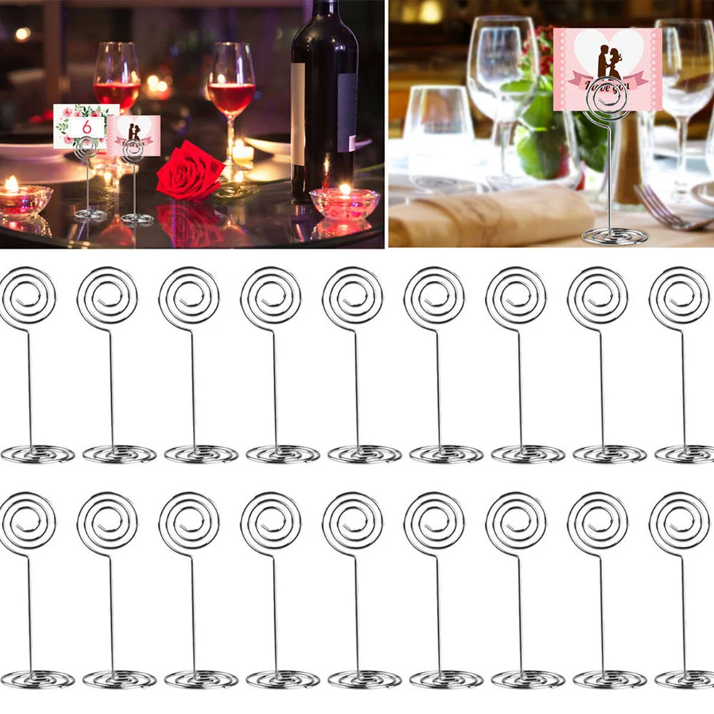 

12pcs Photo Holder Stands Table Number Holders Place Paper Menu Clips for Wedding (Silver) paper clips