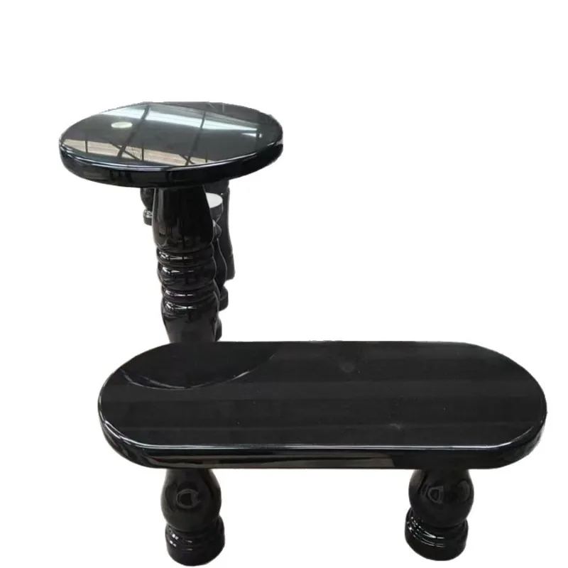 Granite French black retro dining table round coffee table
