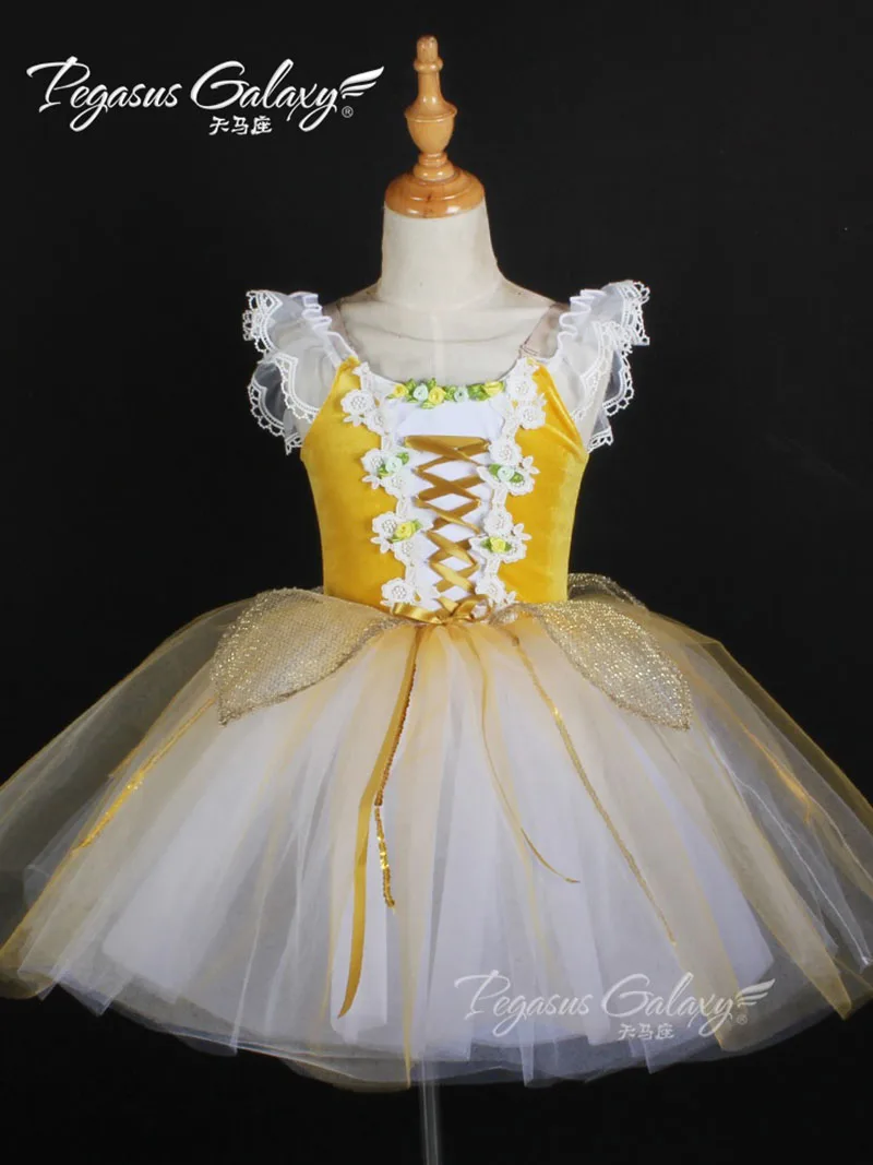 

Grace Ballet Dance Skirt Girls Group Performance Ballet Swan TuTu Dress Children New Design Yellow Ballet Dance Skirt