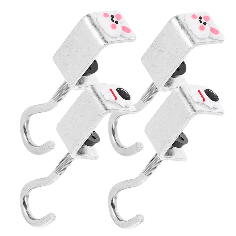 

4pcs Bookshelf Hooks for School Bag Adjustable Table Hanger Clamp Stainless Steel Office Desk ganizer White