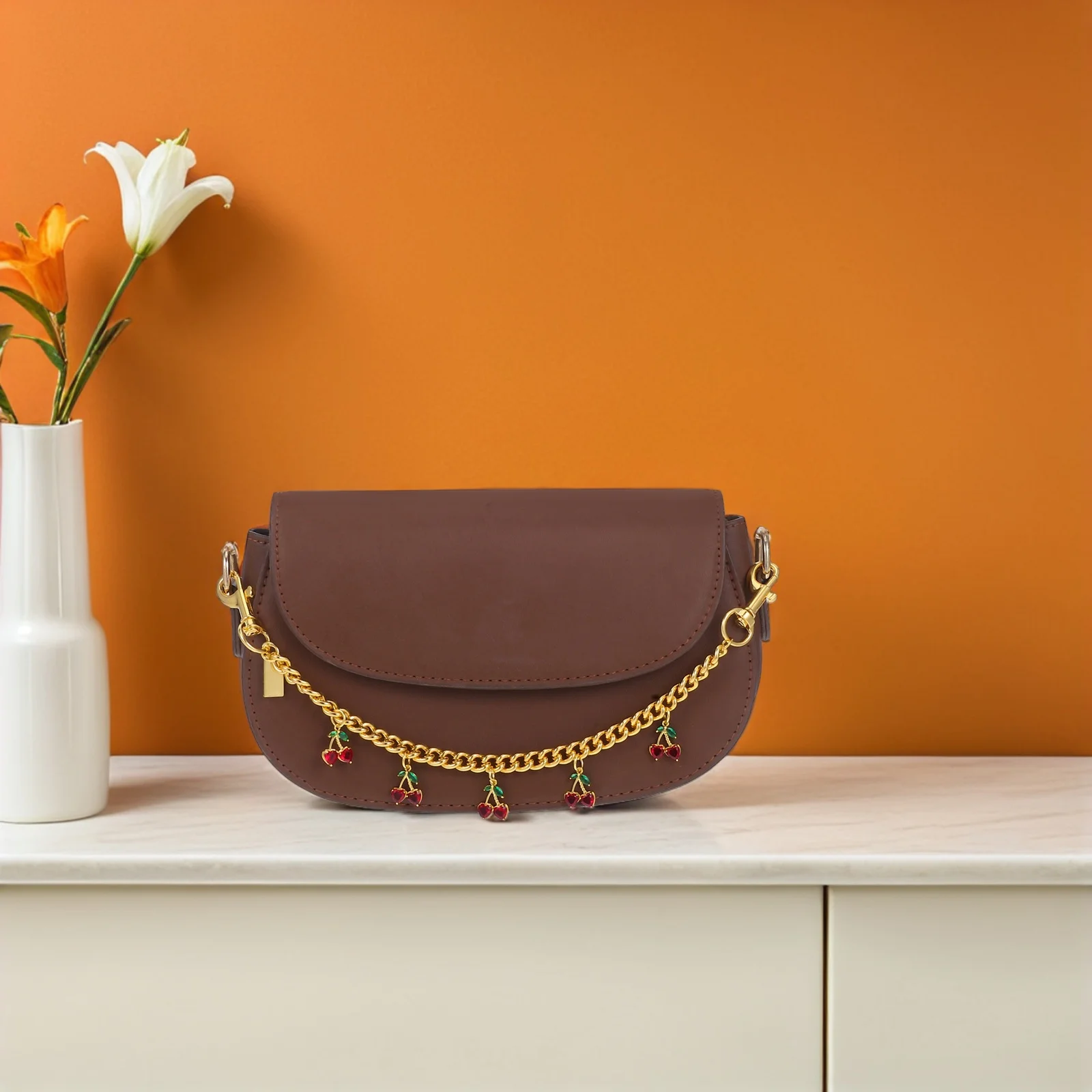 Cherry Bag Chain Lightweight Fruit Purse Charm Decorative Handbag Extension for Tote Shoulder Crossbody Women Accessories