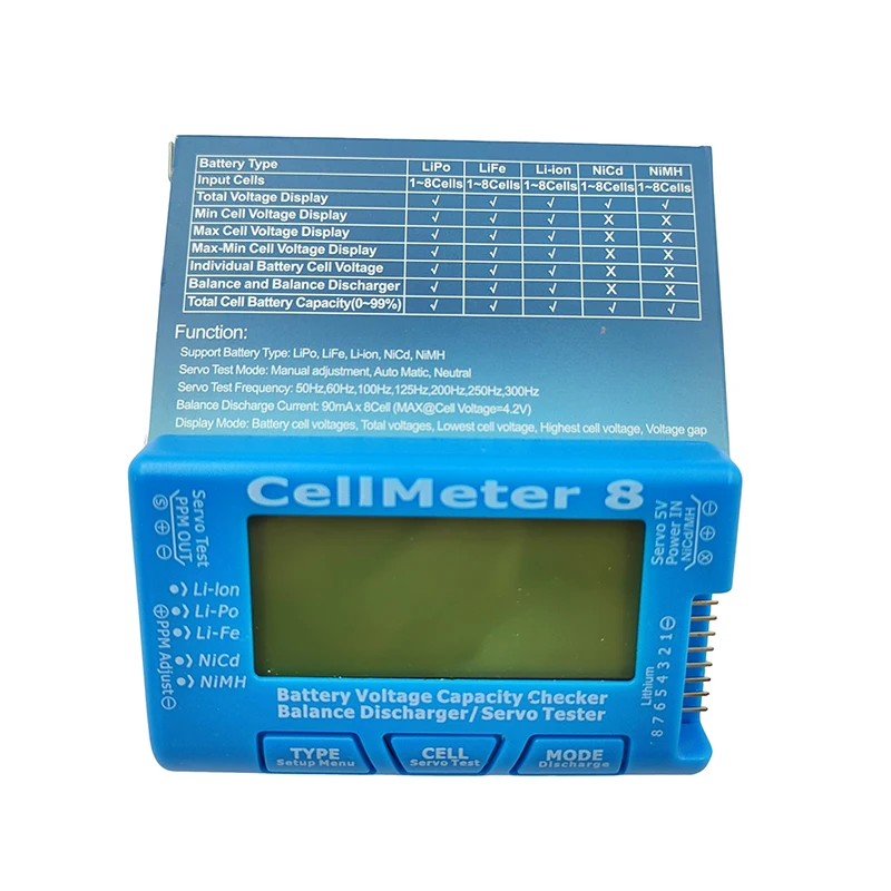 

CellMeter-7 3S5S 7S LiPo Li-lon Battery Tester Battery Capacity Voltage Meter NiMH Meter CellMeter-8 8S Battery Capacity Checker
