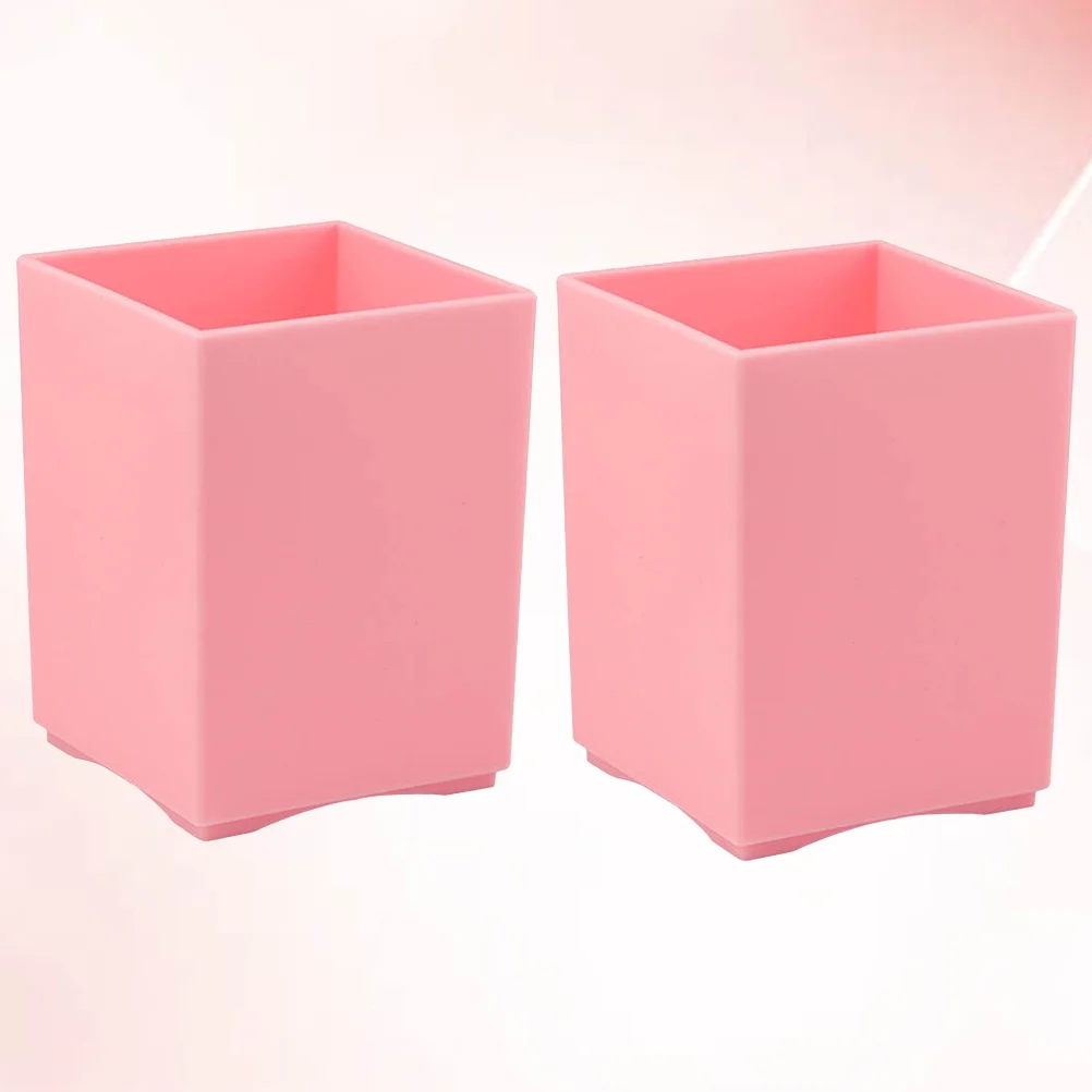 

2Pcs Desktop Pen Holder Plastic Square Pencil Container Organizer for Stationery Desk Storage Box Multi Purpose Table Organizer