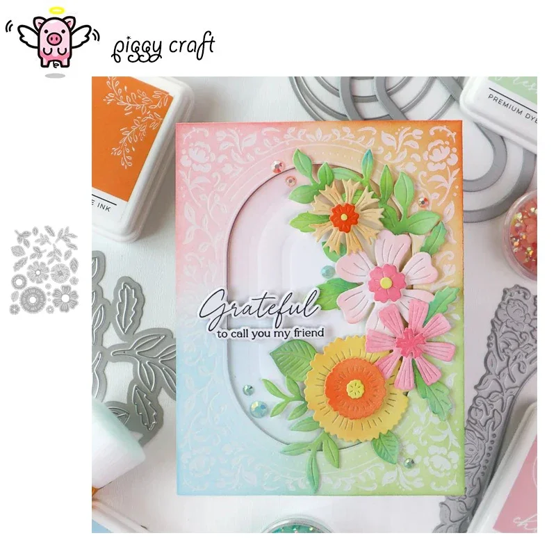 

Piggy Craft metal cutting dies cut die mold Flower leaf decoration Scrapbook paper craft knife mould blade punch stencils dies