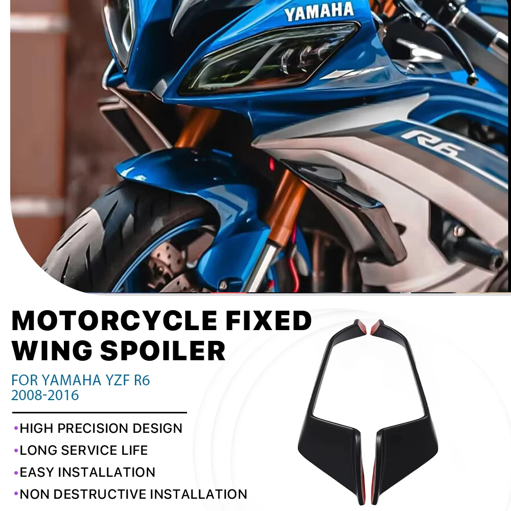 Motorcycle R6 wing Accessories spoiler Aerodynamic Carbon For Yamaha YZF R6 2008-2016 fairing Fixed wing Winglet Spoiler