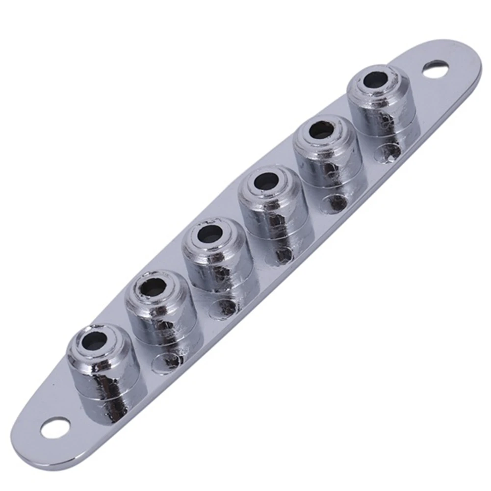 2Pcs Electric Guitar Bridge String Thru Body Ferrules Bushing Plate - Silver Color