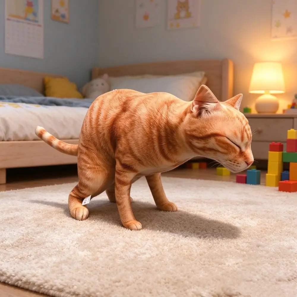 Funny Simulation Cat Plush Toy Realistic Stuffed Animal Stuffed Cat Doll Gag Prank Weird Animal Pillow Toy Home Decor